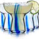 Libbey Blue Ribbon Stemless, Margarita Glasses, Artisan-Inspired, Elegant Margarita Glass Set of 6, Lightweight Mexican Glassware for Parties and More