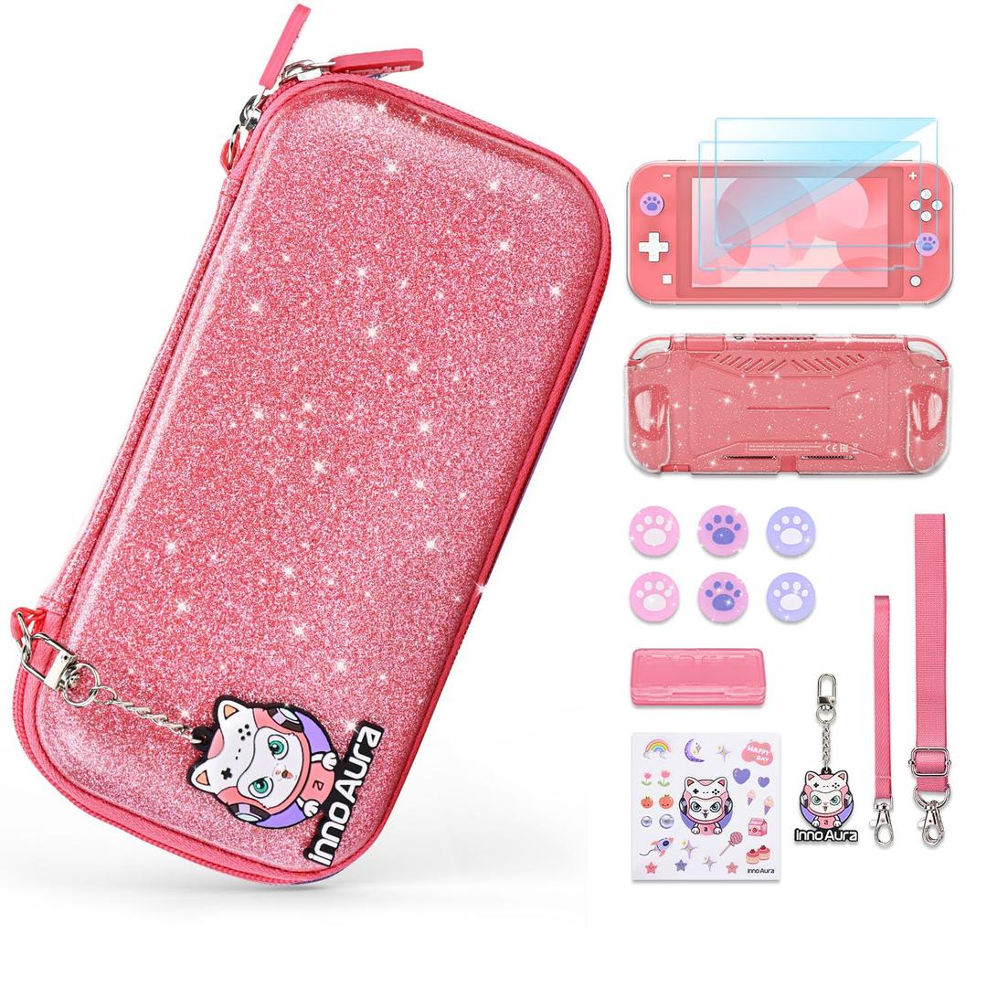 IA innoAura Switch Lite Case Bundles, Pink, Switch Lite, Suitcase set