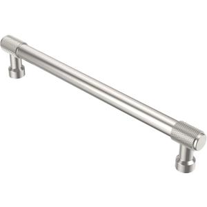 Alzassbg 10 Pack Brushed Satin Nickel Cabinet Pulls, 7 Inch(177mm) Hole Centers Knurled Kitchen Cabinet Handles for Cabinets and Drawers AL3017SN