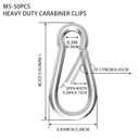 Carabiner, Heavy Duty Galvanized Steel Spring Snap Hook Carabiner Clips with 220LBS Holding Capacity, Ideal for Outdoor, Hammock, Swing and Travel (M5 2Inch, 50PCS)