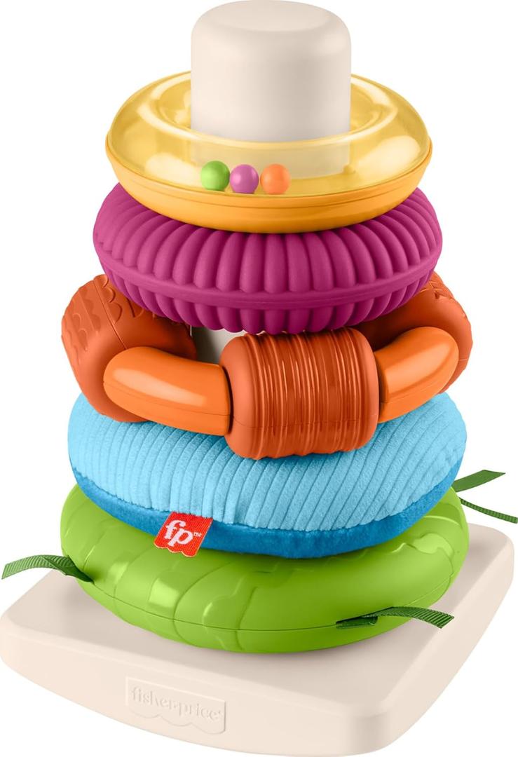 Fisher-Price Baby Toy Sensory Rock-a-Stack, Rings with Fine Motor Activities for Developmental Play for Infants Ages 6+ Months