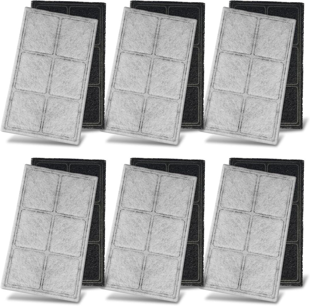 Cat Water Fountain Replacement Carbon Filters Compatible with PetSafe Drinkwell Platinum Pet Fountain, Premium Pet Water Fountain Filter (BLACK, 12 PACK)