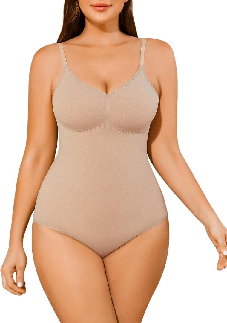 Shapewear Tummy Control BodySuit Seamless Body Shaper Butt Lift Full Body Suit (S)