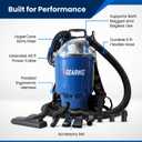 Gearwiz Backpack Vacuum Cleaner – 1000W Shoulder Vacuum with 25KPA Suction, Bagged or Bagless Use, Adjustable Harness, Double Filtration, Washable Dust Bag & Tools for Home, Office, Stairs & Cars