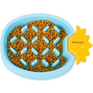 Slow Feeder Dog Cat Bowls, Non-Slip, Fun Design to Slow Down Eating and Prevent Puppy Overeating, Interactive Puzzle Toy for Dogs and Cats Food Training, Large, Small Breeds, 2 Cups (Blue)