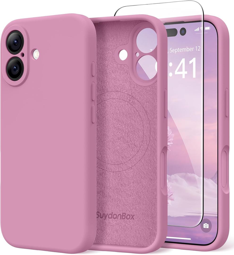 Magnetic for iPhone 17 Case, Compatible with MagSafe, [Full Camera Protection][Screen Protector] Silicone Shockproof Protective Phone Case for iPhone 17 6.3", Blackcurrant