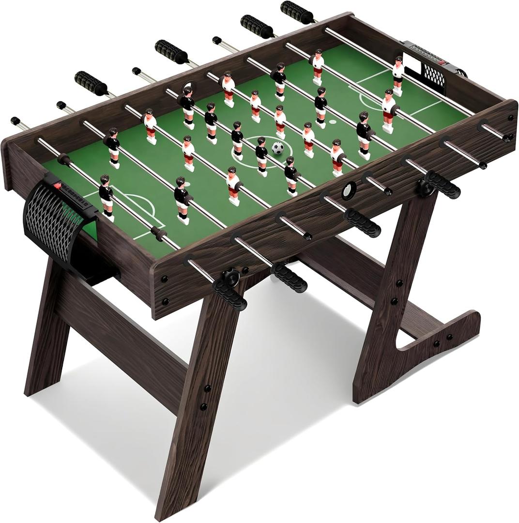 SereneLife Folding Foosball Table, 4 x 2 Full Competition Size Foldable Space Saving Table Soccer for Home, Arcade Game Room, for Indoor or Outdoor, Family Game Night, Perfect for Kids and Adults