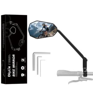 Diyife Long Bike Mirror, HD Wide Angle Large Bicycle Mirror for Handlebars | 360°Adjustable Anti-shake Safety Bicycle Rear View Mirror, Bike Accessories for Ebike Scooter Mountain Road Bike (Left)