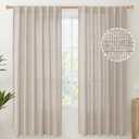 YoungsTex Linen Semi Sheer Curtains 72 Inch Length 2 Panels for Living Room - Light Filtering Drapes with Rod Pocket Back Tab Rustic Beige Window Treatments for Dining Bedroom, 52 X 72 Inch (Natural)