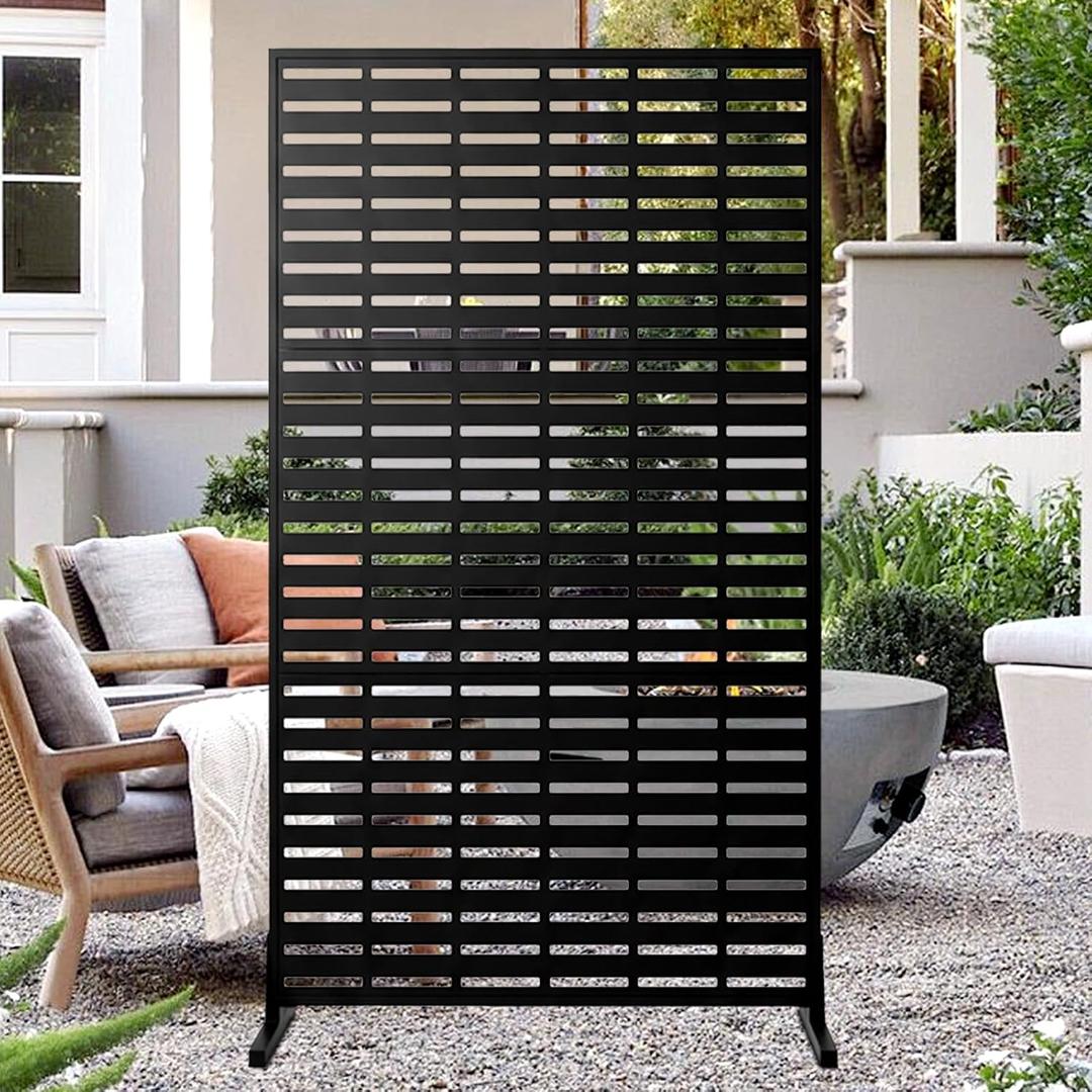 Metal Privacy Screen, 72" Outdoor Privacy Screen, Privacy Fence Panels with Stand, Provide Deck Privacy Protection, Privacy Fence for Garden, Pool, Patio, Balcony, Backyard Landscape