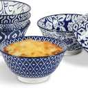 Selamica Ceramic Mini Bowl Set, 4 oz Dipping Bowls for Snack Side Dishes Condiment, Set of 5, Vintage Blue