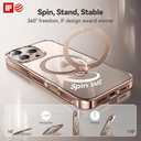CASEKOO for iPhone 16 Pro Max Case 360 Spin Magnetic Stand Desert Titanium [Compatible with Magsafe][16FT Military Protection] Slim Polished for iPhone 16 ProMax Case with Stand 6.9'', Rose Gold