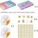 2 Pack More Than 1300PCS Round Glass Beads for Jewelry Making,48 Colors 8mm Crystal Beads for Bracelets Jewelry Making and DIY Crafts, 2 Box Round Beads Suitable for Beginners. (Solid+Printing)