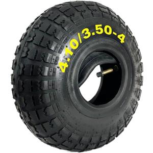 Potreba Tire & Inner Tube Set 4.10/3.50-4 (Fits 3.00-4) 10" Pneumatic Wheel Kit for Wheelbarrow, Hand Trolley, 4" Rim