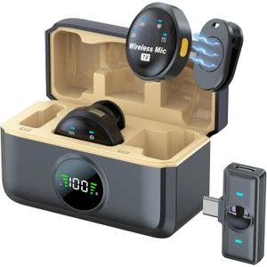 Wireless Lavalier Mini Microphone for iPhone 17 16 15 - Noise Canceling USB C Phone Microphone for Android Video Recording Vlogging TikTok, Magnetic Lapel Mic with Charging Case