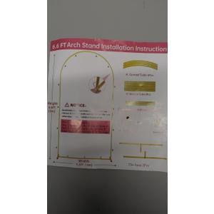 6.6FT Metal Wedding Arch Stand Gold Square Arched Backdrop Frame for Party Ceremony Valentines Day Birthday Bridal Baby Shower Garden Floral Balloon Arch Decoration