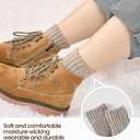 Thermal Socks for Women, 3 Pairs Warm Thick Full Cushioned Knit Winter Crew Wool Boot Socks, Cozy Gift (Coffee Assorted)