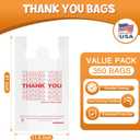 Glotoch Thank You Plastic Bags with Handle White (350 Count), 11.5 x 6.5 x 21" Grocery Shopping T-shirt Bags for Restaurants, Convenience Store,Takeout,To Go, Retail Merchandise, Supermarket