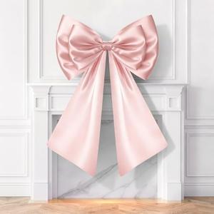 Giant Pink Bow Christmas Decorations, Double-layer Satin Bows for Coquette Room Decor, Christmas Tree Topper Bow for Home Wreath Wall Backdrop Birthday Wedding Party Decor Set of 3