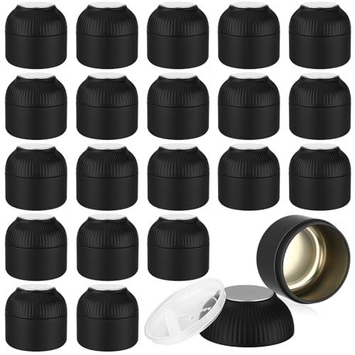 Ferrochef 20 Pcs Mini Tea Tin Canister with Airtight Double Lids 2.5 oz Bulk Small Round Metal Tinplate Tea Tin Can Tiny Kitchen Containers for Loose Teas Spices Coffee Herb Sugar Candy Black : Home & Kitchen