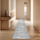 Runners for Hallways 2x8 Kitchen Runner RugsModern Abstract Rug Runners for EntrywayStain Resistant Washable Runner Rug Non-Slip 8ft Carpet Rug for Bedroom Living Laundry Room,Blue/Grey,2'x8'
