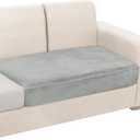 NAISI Couch Cushion Covers 1 Piece Velvet Stretch Loveseat Cover or 2 Seat Sofa Cover Soft Individual Couch Covers for Sectional Sofa(1 PC for 2-Seat Cushion or Loveseat,Light Grey)