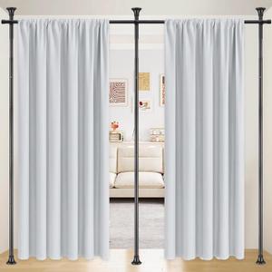 Room Divider Curtain Rod, No Drilling Rod, 48-120inch (H) 28-144inch(W) Adjustable Partition Hanging Room Dividers, Room Partitions and Dividers Floor to Ceiling Self Stand for Space Partition Black