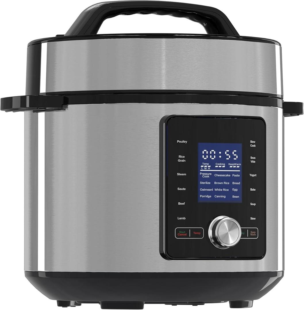 NEWBULIG 8.5 Quart Electric Pressure Cooker, Stainless Steel Multi Cooker Pressure, 24-in-1 Slow Cooker for Rice, Meat Stew, Porridge, Multigrain, Soup, Bean, Bake, Steam, Yogurt Maker