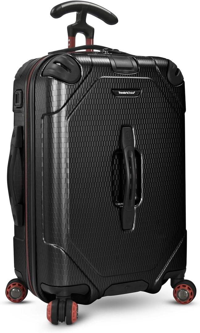 Traveler's Choice Maxporter II Hardside Polycarbonate Suitcase with Spinner Wheels, TSA Lock, Black, 22" Carry-On Luggage
