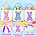 TURNMEON 3 PCS Easter Bunny Basket, Kids Easter Egg Hunts Bucket Tote Decorations Personalized Easter Baskets with Handle Candy Gifts Storage for Boys and Girls