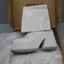 AMINUGAL Womens Elastic Knee High Platform Chunky Block High Heel Sock Boots Zipper Round Toe Fashion Motorcycle Combat Punk Boots For Women (7.5)