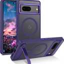 GUAGUA for Google Pixel 7 Case with Stand, Magnetic Cases with Foldable Invisible Stand Translucent Matte Back Slim Protective Shockproof Kickstand Phone Case for Google Pixel 7 6.3", Purple