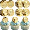 40PCS Graduation Cupcake Toppers, 4 Designs Gold Acrylic Graduation Cake Toppers, Congrats GRAD & You Did It Decorations, Class of 2026 Graduation Party Supplies for High School College Grad Party