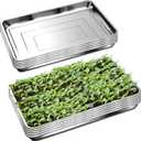 10 Pack Large Stainless Steel Seedling Trays, Heavy Duty Metal Water Catch Trays for Nursery Pots Transplant, Seed Germination & Propagation Flats (17.5 inch13.56 inch, 1.18" Height)