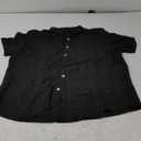 OYOANGLE Men's Textured Short Sleeve Button Down Shirts Basic Work Casual Collared Shirt Tops (Black)