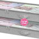 3-Inch High Under Bed Storage Containers, Low Profile Underbed Bins, NO RIGID STRUCTURE, Foldable Clothes Storage Organizer w/Lid & Zipper, Shallow Storage for Low Beds, Couches & Cribs, 2-Pack, Gray