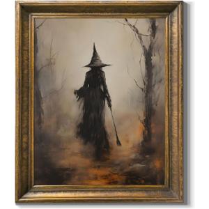Vintage Halloween Wall Art Ashland Witch Posters Canvas Prints Retro Victorian Gothic Painting Moody Dark Academia Pictures Halloween Decorations for Living Room Bedroom Wall Decor 8x10 Inch Unframed