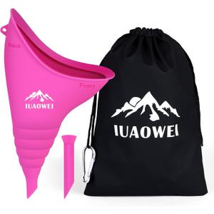 Female Urination Device, Reusable Silicone Female Urinal, Pee Funnel for Women, for Travel, Camping, Boating, Outdoor, Hiking (Rose red)