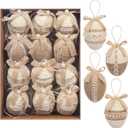 RoseCraft Easter Egg Decorations, 12PCS Boho Artificial Egg Easter Tree Hanging Ornaments, for Spring Summer Home Rustic Holiday Party Basket Filler Decor.