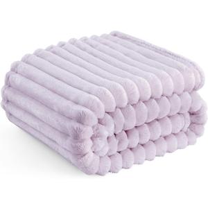 Bedsure GentleSoft Lavender Fog Fleece Blanket for Couch - Cozy Soft Blankets for Women, Cute Small Throws for Girls, 50x60 Inches