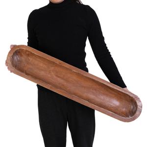 Athaliah Wooden Dough Bowl, Hand Carved Rustic Long Wood Dough Bowls for Decor, Vintage Decorative dough bowl for Table Centerpiece (30 Inch-Brown)