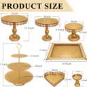 Set of 9 Cake Stands Metal Cupcake Stand Set Multiple Styles Candy Fruit Display Tower Dessert Plate Cake Serving Tray for Birthday Party Wedding Anniversary Baby Shower Engagement (Gold)