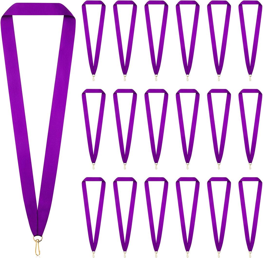 30 Pieces Award Ribbon Medal Ribbons Neck Ribbons for Medals Flat Medal Lanyards Ribbon Lanyard with Snap Clips for Competitions Sports Meeting Party Student Awards