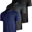 Men's 3 Packs Quick Dry Golf Polo Shirts Dry Fit Moisture Wicking Performance Summer Athletic Casual Short Sleeve Shirts 2XL