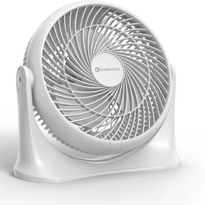 Comfort Zone 11-Inch High-Velocity Tabletop Air Circulator Fan, Quiet Personal Fan with 3 Speeds & 90 Adjustable Tilt  Portable Desk Fan for Home, Bedroom, or Office, White