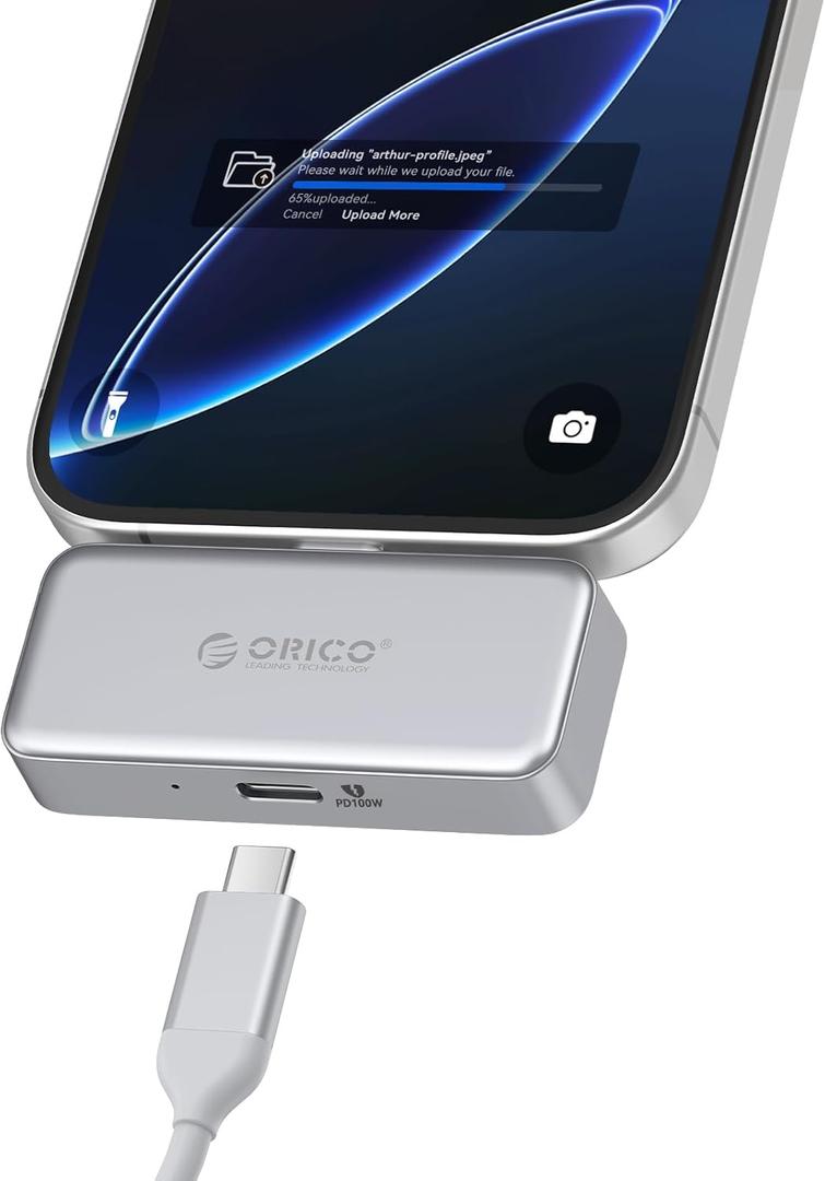ORICO 256GB Flash Drive Aluminum Alloy Portable SSD with PD 100W Fast Charging, Direct Plug Design, 180MB/s External Solid State Drive, Reliable Storage for iPhone 17, Tablets & Laptops - S5