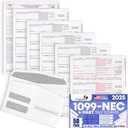 50 1099 NEC Tax Forms 2025 with Envelopes, 4 Part Legal Laser Tax Forms Kit, 50 Self Seal Envelopes, US Government Forms - Compatible with QuickBooks and Accounting Software, Made in The USA 50 Pack