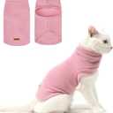 EXPAWLORER Soft Cat Sweater - Sweaters for Cats Only Warm Kitten Clothes, Fall and Winter Pet Coat Pullover Design, Fleece Sweatshirt Clothing Also for Puppy Small Dogs, Pink Small
