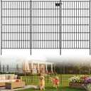 Toolterritary 10 Panels No Dig Garden Fence with Gate, 48in(H) x 26.0ft(L) Rustproof Metal Animal Barrier Fence, Outdoor Decorative Yard Fencing with Ground Stakes for Dogs, Rabbits, Patio
