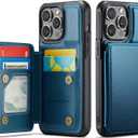 Vinich for iPhone 15 Pro Wallet Case with Card Holder, RFID Blocking Credit Slots Kickstand Shockproof Phone Cover Fit for iPhone 15 Pro 6.1" Blue